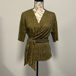 Zara printed wrap top blouse